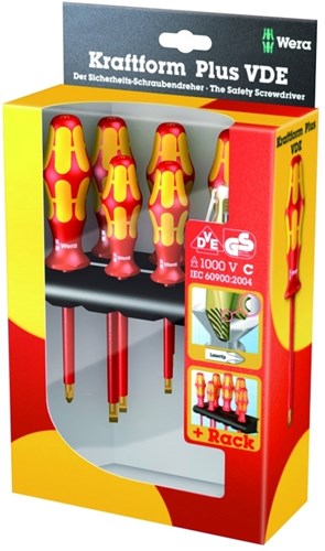 Wera 160 i 165 i 7 schroevendraaierset kraftform plus serie 100 (rood geel, 7-delig)