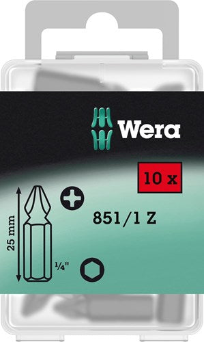 Wera 851 1 z bits phillips, ph 2 x 25 mm (10 bits pro box) - 1 stuk(s) - 05072401001