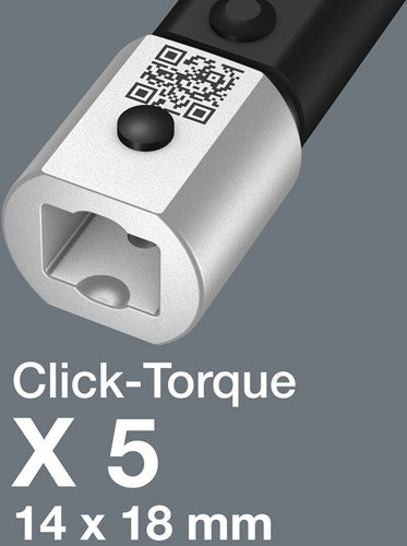 Wera click-torque x 5 draaimomentsleutel voor insteekgereedschappen, 14 x 18 mm, 60 - 300 nm - 1 stuk(s) - 05075655001