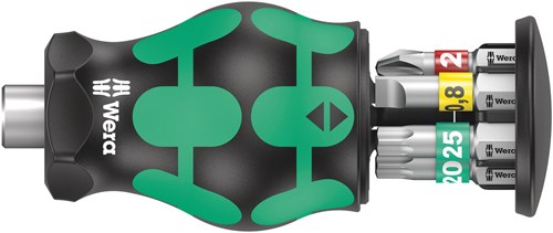 Wera kraftform kompakt stubby magazin 1 05008873001 bitset 7-delig kruiskop phillips, plat, torx incl. bithouder