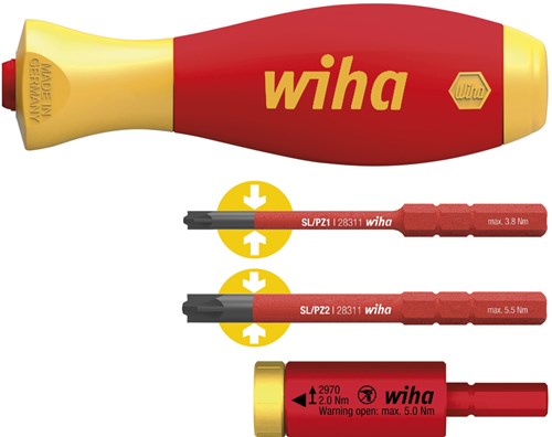 Wiha 41477 | momentset easytorque adapter electric | met slimvario® houder en slimbits sl pz | 4-delig - 41477