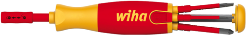 Wiha schroevendraaier met (ph, sl, pz s) bitmagazijn liftup electric (rood geel, 7‐delig)