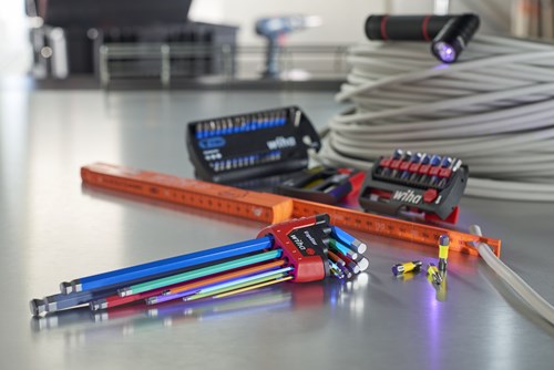 Wiha stiftsleutelset | in ergostar houder | zeskantkogelkop | magicring | 10-delig | gekleurd oplichtend | in blister - 43850 - 43850