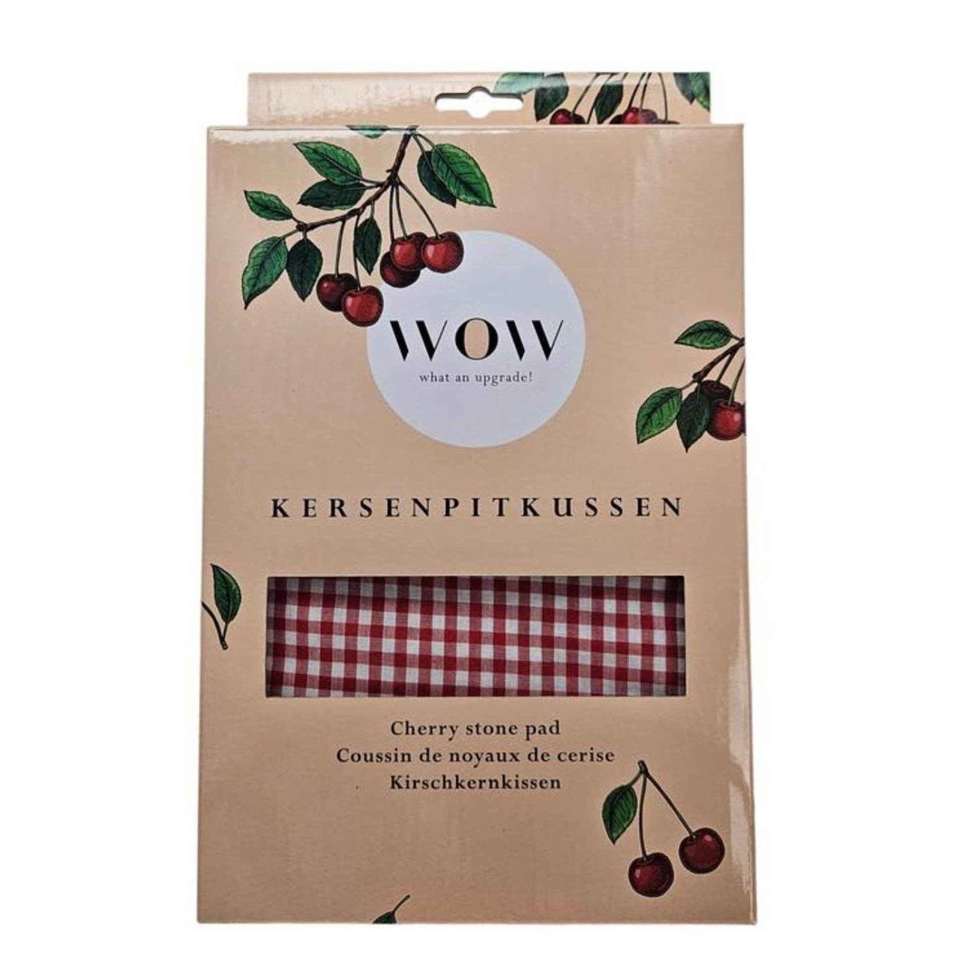 Wow kersenpitkussen 20x30cm rood-wit