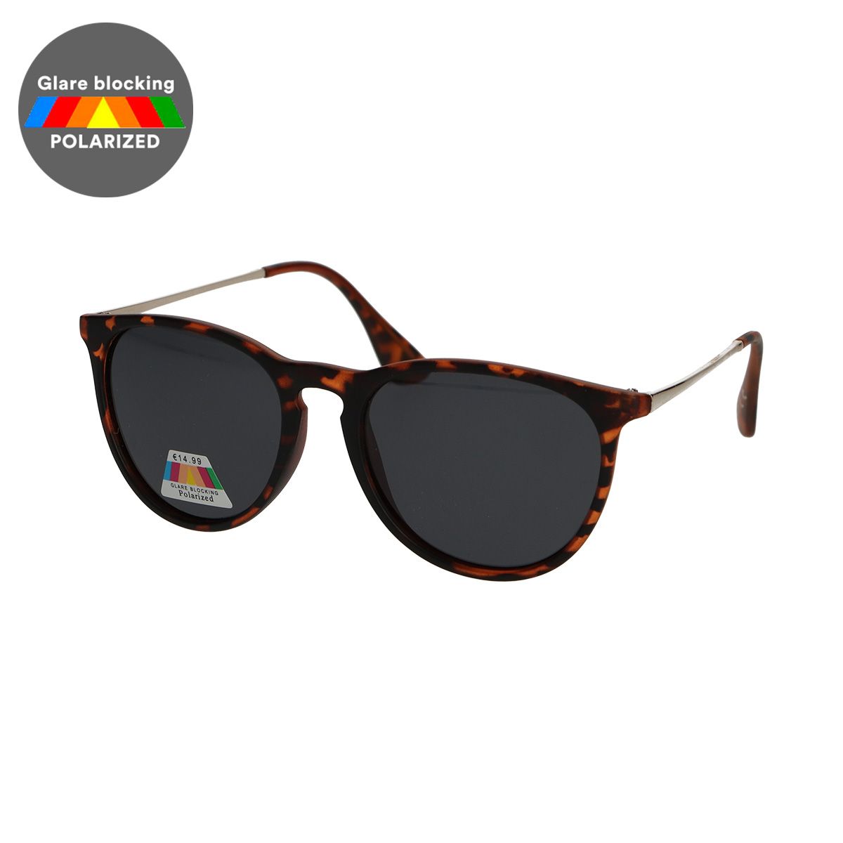 Spectrum gepolariseerde zonnebril rond tortoise goud grijs dames