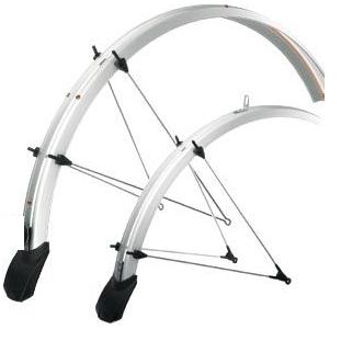 Dr. mudguards set 28, silver. With light cable routing. Plastic