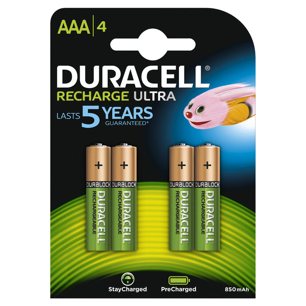 Oplaadbare Batterijen Duracell Rechargeable NimH Stay Charged AAA HR03 900mAh, 4st.