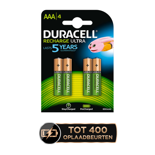 Oplaadbare Batterijen Duracell Rechargeable NimH Stay Charged AAA HR03 900mAh, 4st.