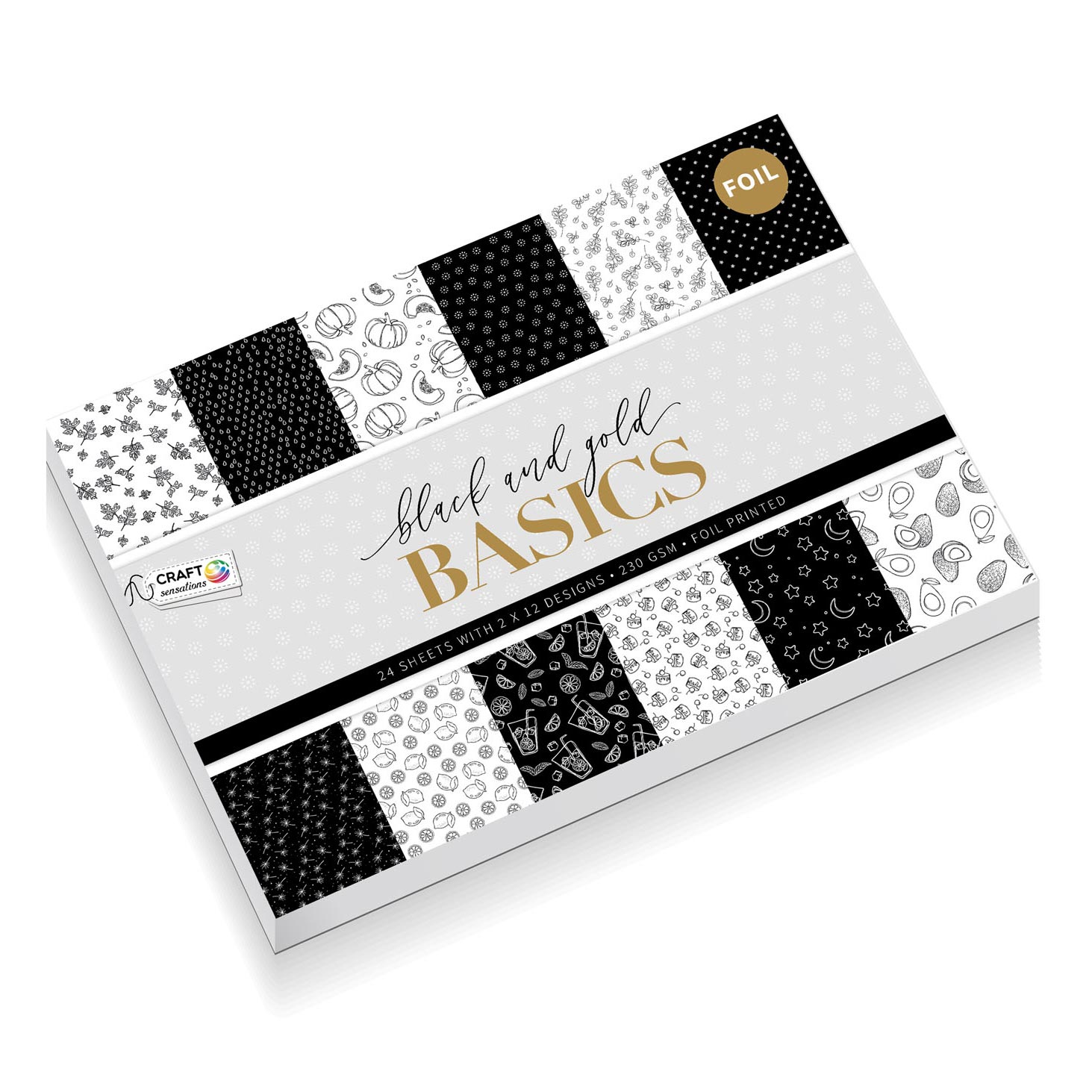 Knutselkarton met Folie, 24 afgesloten - Black and Gold Basics