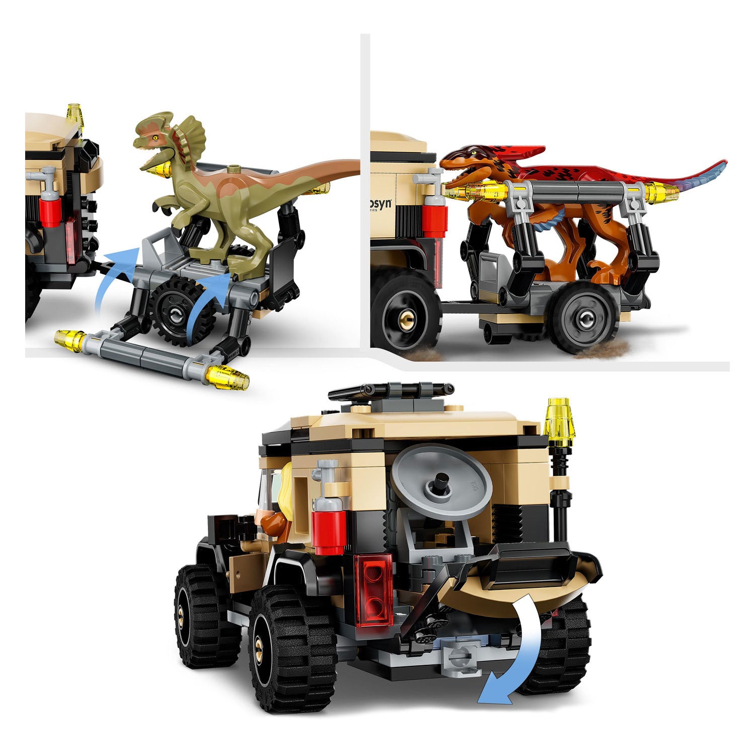 LEGO Jurassic 76951 Pyroraptor en Dilophosaurus Transport