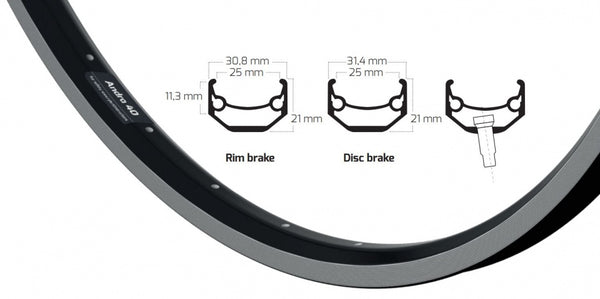 Ryde Rim Andra 40 20 inch (406) black braking surface 32 holes 14g