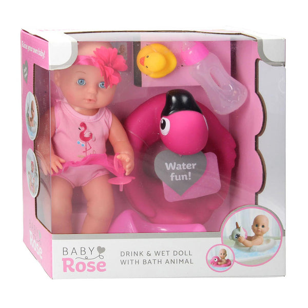 Baby Rose Drink- en Plaspop, 30cm met Accessoires