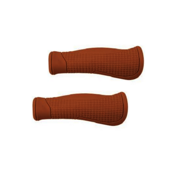 Poignées marron, anatomiques. 130 mm de long par paire