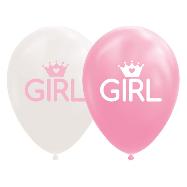Ballonnen Dochter Baby Roze Wit 30cm, 8st.