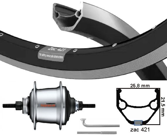 Kgs achterwiel 28 inch (622) zac421 zw zil nexus 7 centerlock zilver