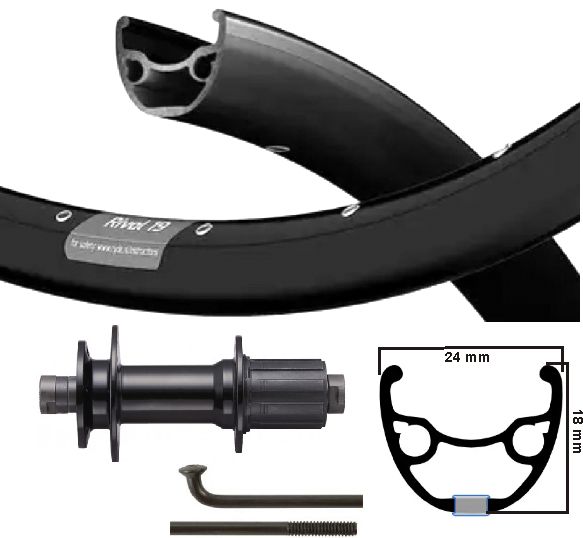 Kgs achterwiel 28 inch (622) rival zwart cassette holle als 8-10v schijf