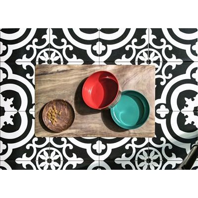 Tarhong voerbak hond olijf melamine houtprint sienna roze