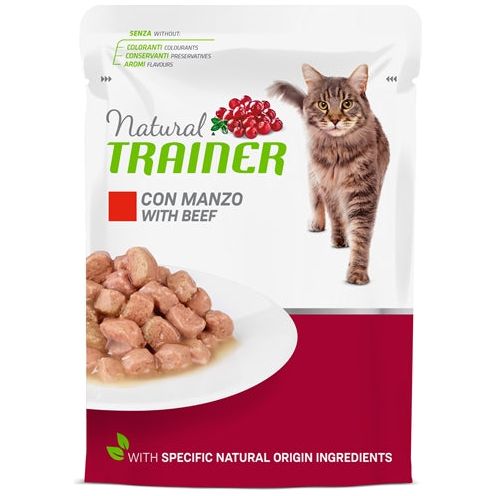 Natural trainer cat adult beef pouch