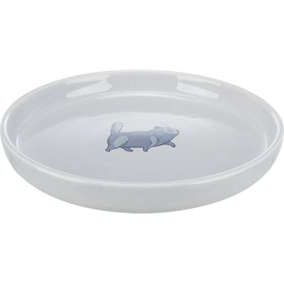 Trixie voerbak waterbak plat en ras kattenprint grijs