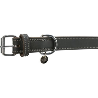 Trixie halsband hond rustiek vetleer grijs