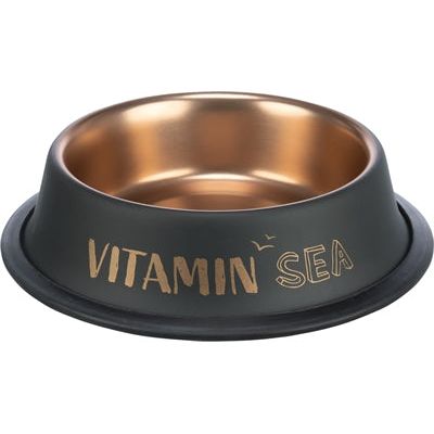 Trixie be nordic voer waterbak RVS rubber zwart brons