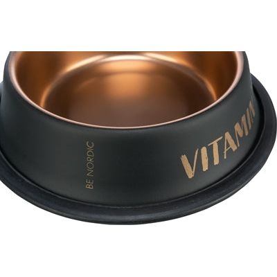 Trixie be nordic voer waterbak RVS rubber zwart brons