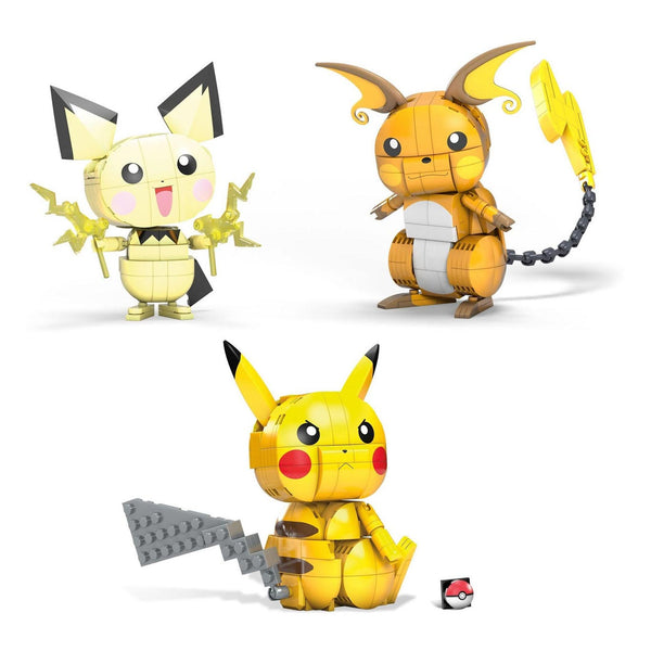 Mega Construx Pokemon Bouwset - Build and Show Pikachu Evolution Trio