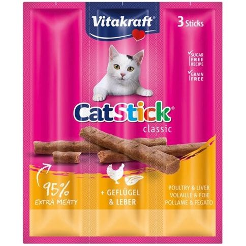 Vitakraft cat-stick mini gevogelte met hendel