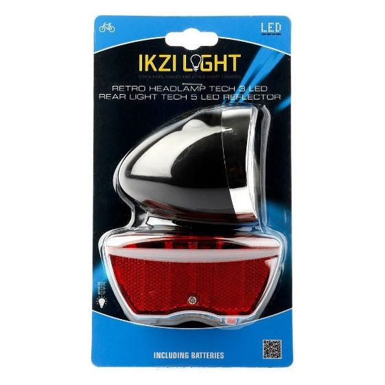 IKZI-Light Rétro phare LED batt. feu arrière noir à 3 LED