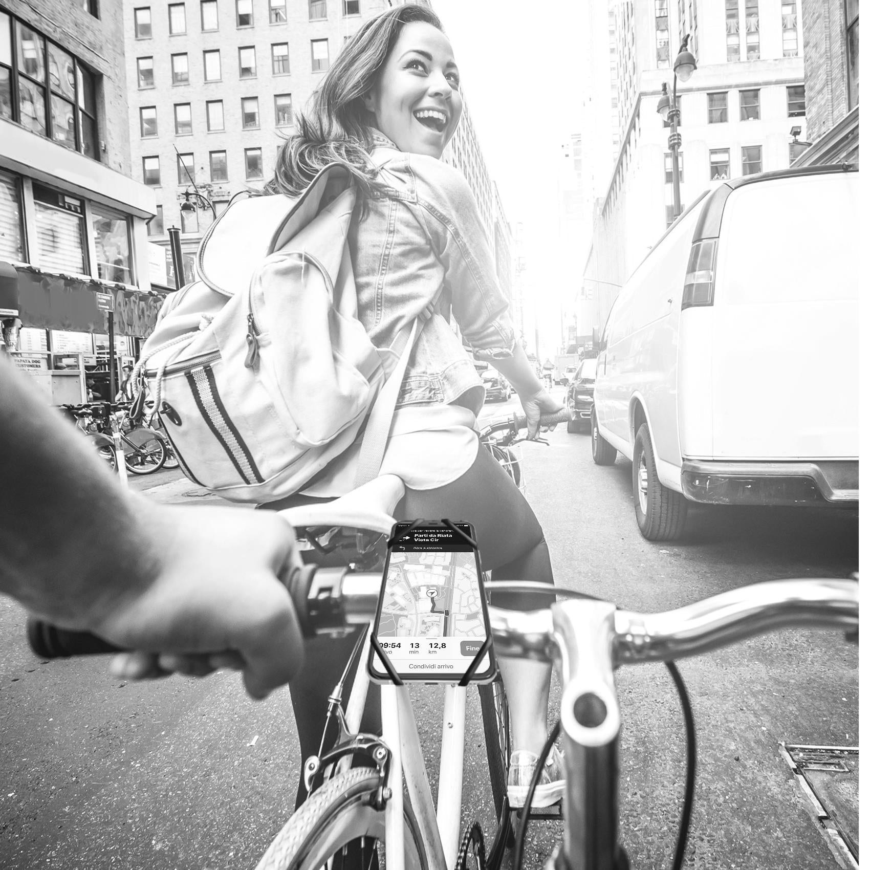 Celly swipebike - telefoonhouder fiets - swipe-up en face-id functies - grijs