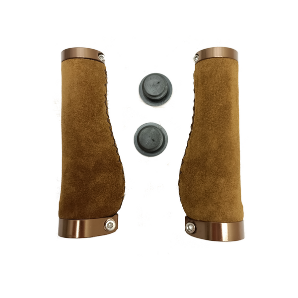 Poignées FALKX, cuir marron avec double anneau marron, 137mm, emballage atelier