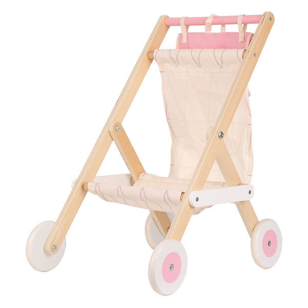 Classic World Wooden Doll Stroller White Pink