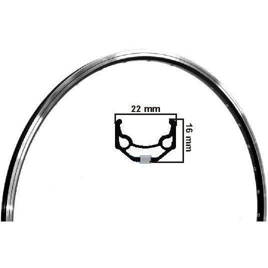 Ryde velg urban race alu zwart alu 16mm hoog >22< 36 gaats