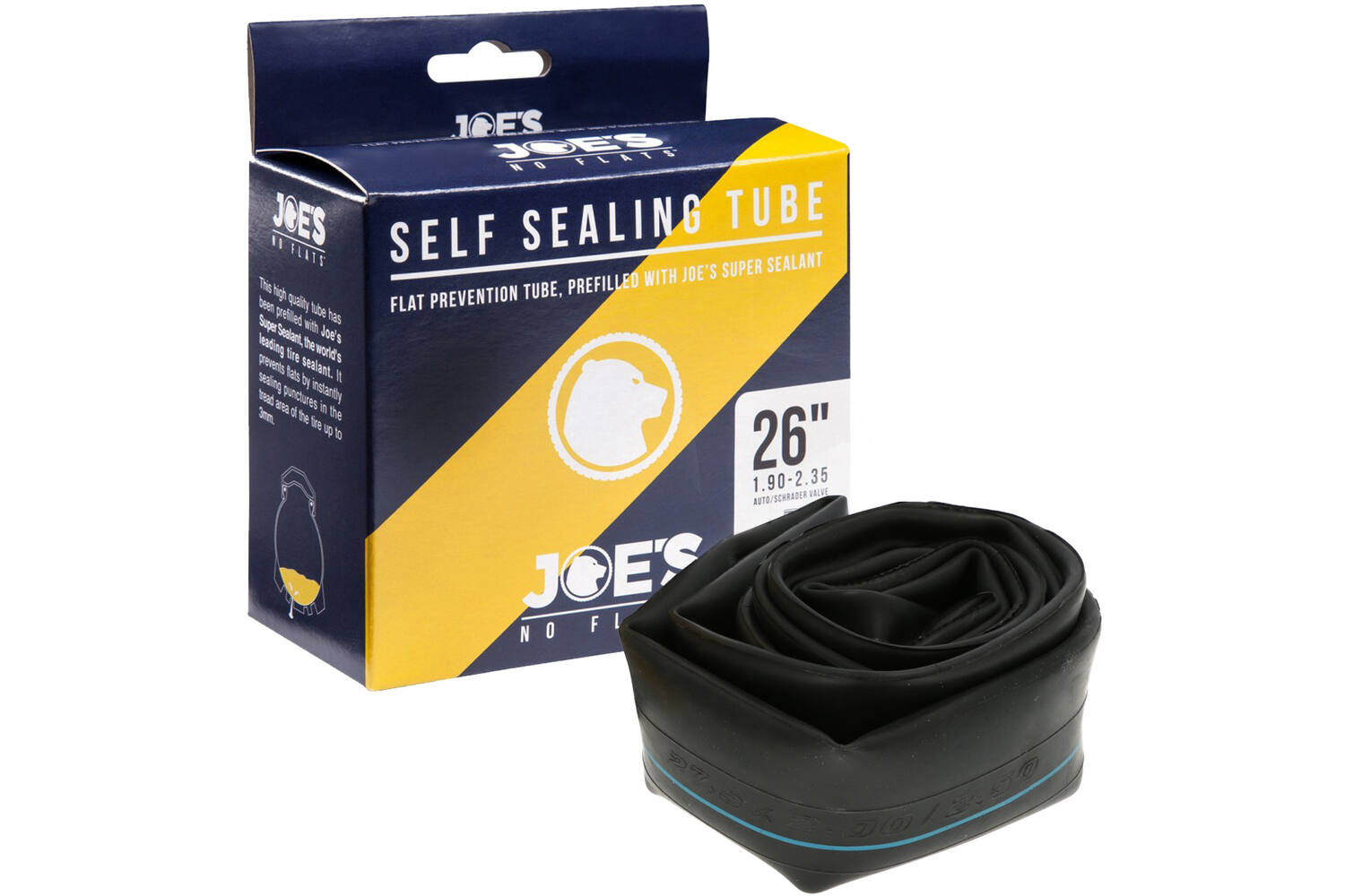 Joe's no flats - binnenband zelfsluitende tube gele gel fv 26x1.90-2.35
