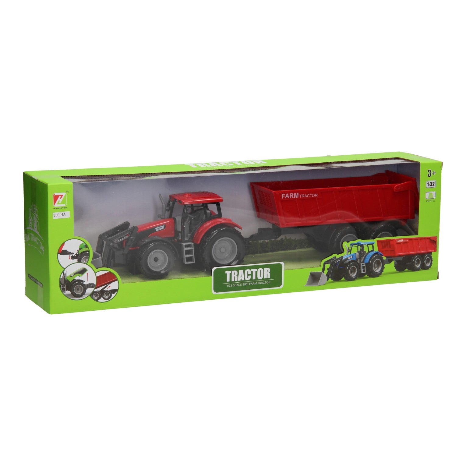 Trekker met Voorlader en Aanhanger 1:32