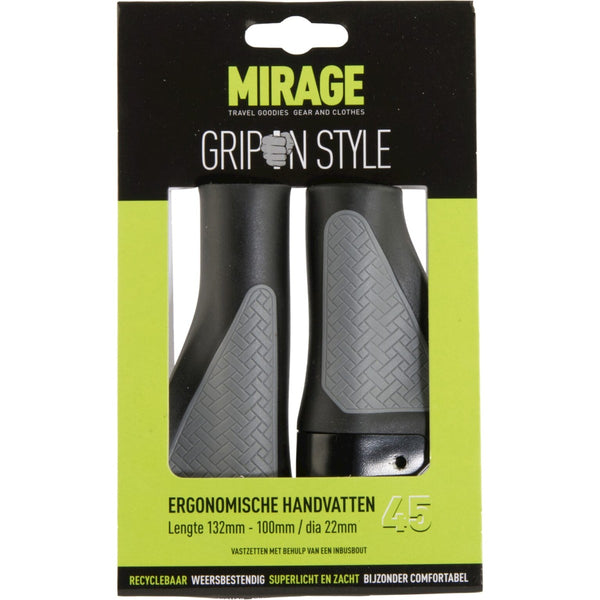 Handvatpaar Mirage Grips in style #45 - 132 100 mm met lockring - zwart grijs