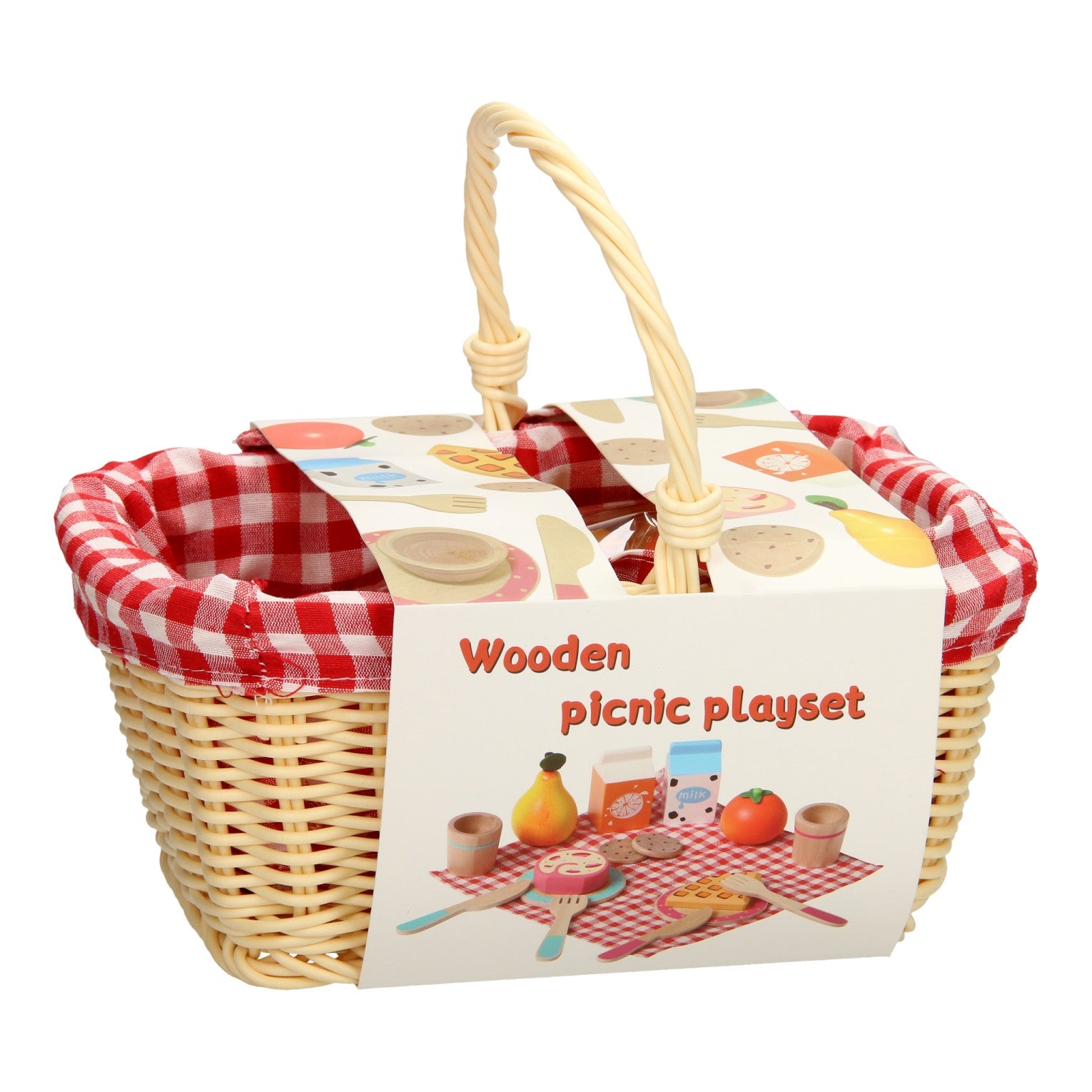Houten Picknickset in Draagmand
