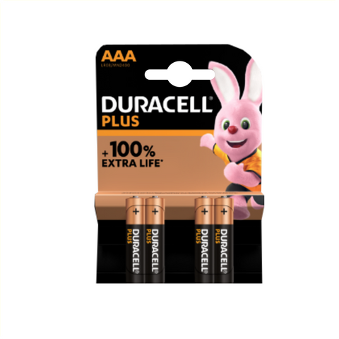 Duracell Plus AAA batterijen Alkaline, 4 stuks (hangverpakking)