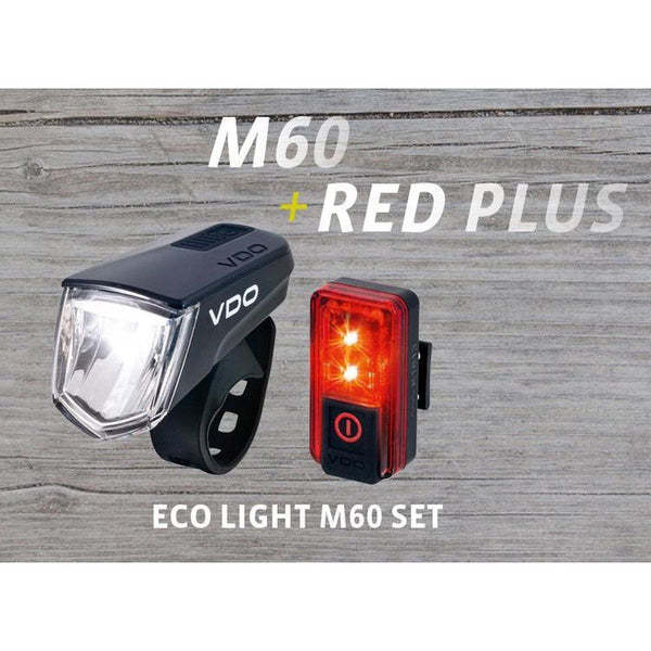 VDO verlichtingsset Eco light M60FL USB 60 Lux + RED PLUS RL