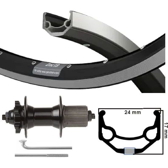 Kgs achterwiel 28 inch (622) zac19 zw zilv. disk 8-10 sp 6 bout uitval
