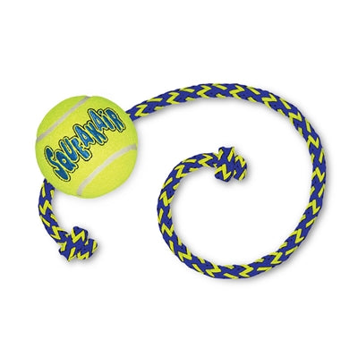 Kong squeakair bal met touw geel blauw