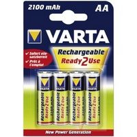 Piles AA rechargeables Varta NIMH 2100mA. Ready2Use, par 4. (emballage suspendu)