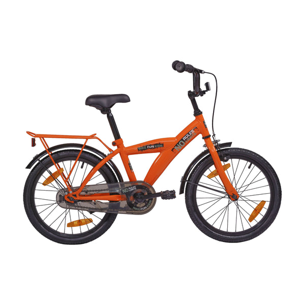 Bike fun 18 inch jongensfiets oranje no rules no limit