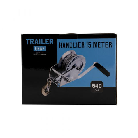 TRAILERGEAR Handlier + kabel+haak, 540 KG.