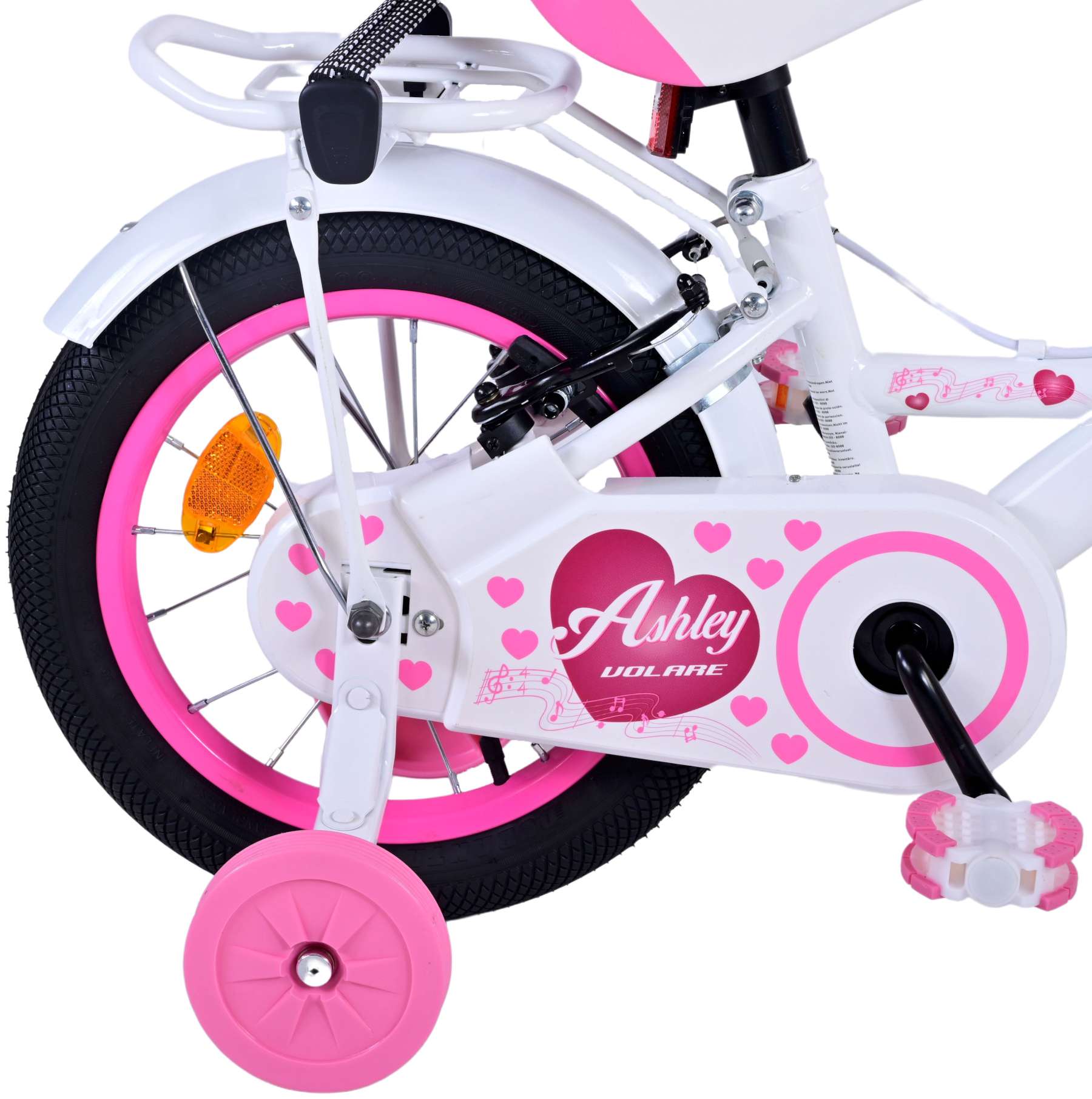 Volare Ashley Kinderfiets - Meisjes - 14 inch - Wit - Twee Handremmen