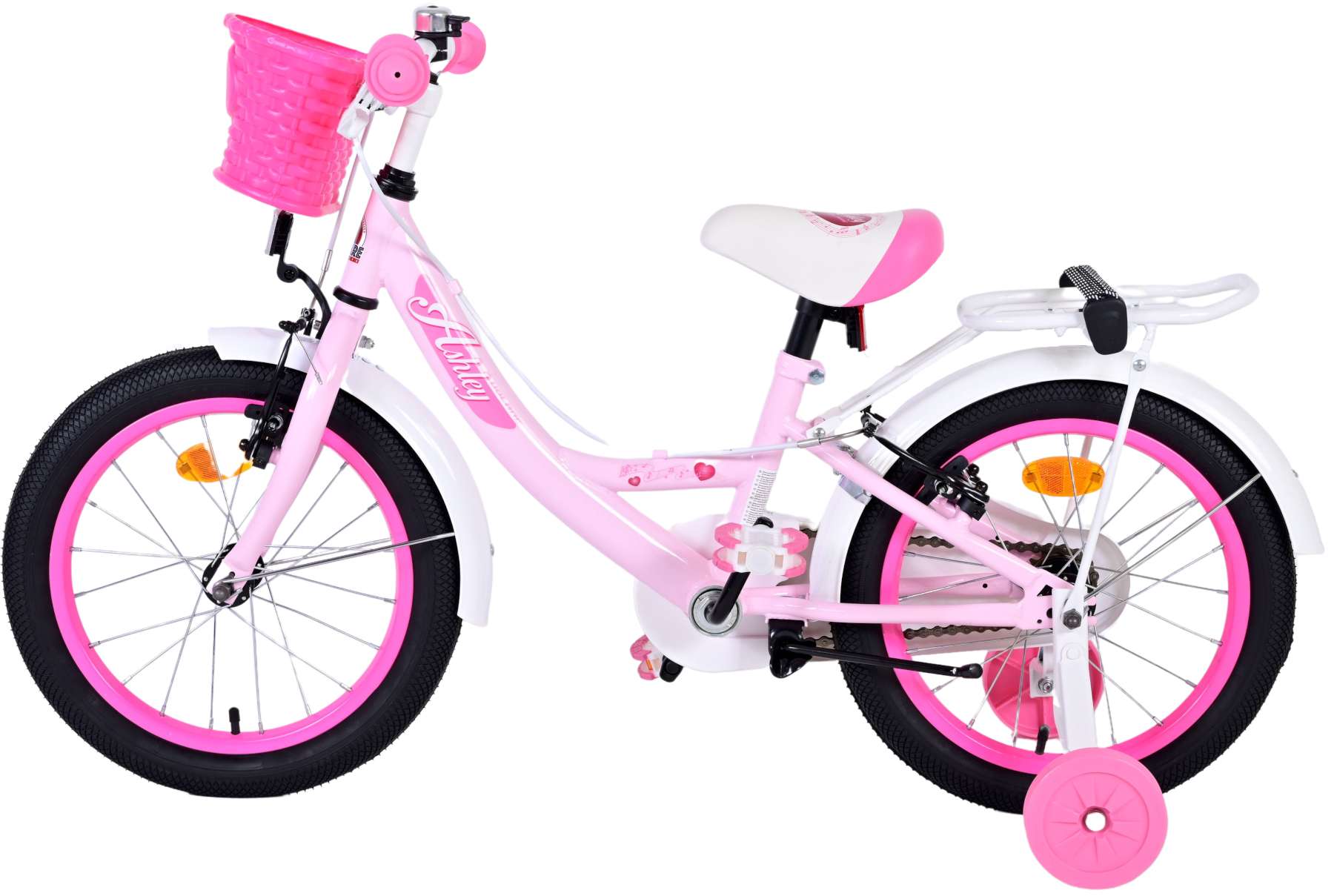 Volare ashley kinderfiets - meisjes - 16 inch - roze - twee handremmen