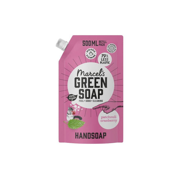Marcels Green Soap Handzeep Patchouli Cranberry 500ml navulzak