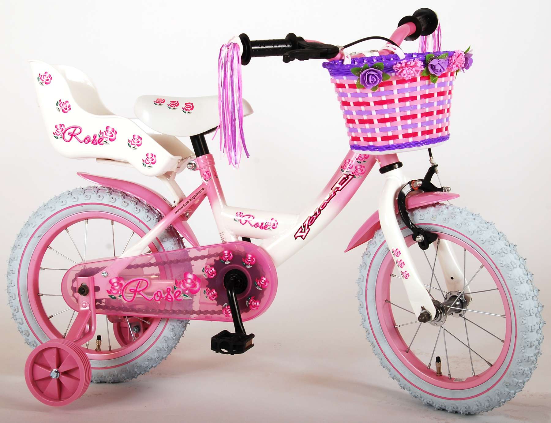 Volare Rose Kinderfiets - Meisjes - 14 inch - Roze Wit - 95% afgemonteerd