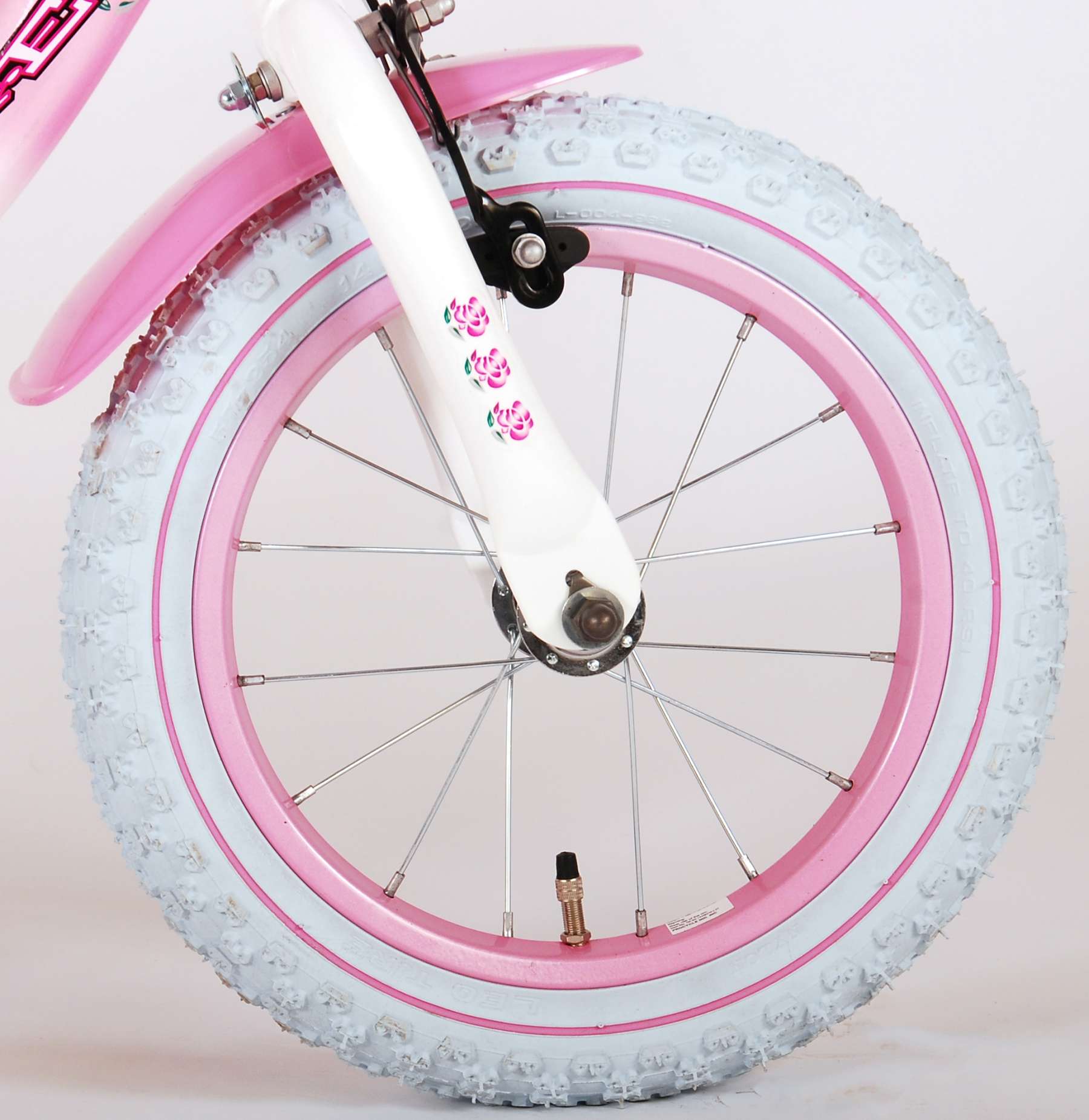 Volare Rose Kinderfiets - Meisjes - 14 inch - Roze Wit - 95% afgemonteerd