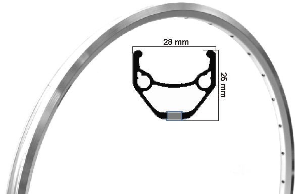 Ryde velg zac 421 28 inch (622) zilver remrand 32 gaats dubbel bust